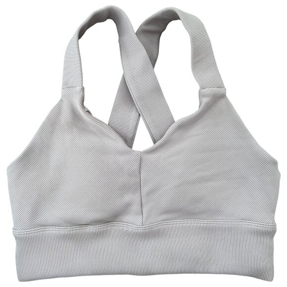 ALO Yoga Emulate Bra Silver Cloud Ribbed Crossback M - Picture 2 of 8